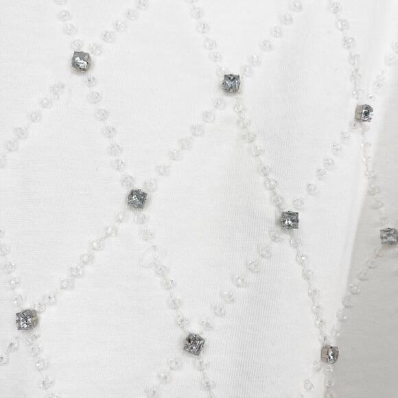 J. Crew Relaxed Lattice Embellished Cropped T-Shirt White Size Medium - Picture 3 of 7